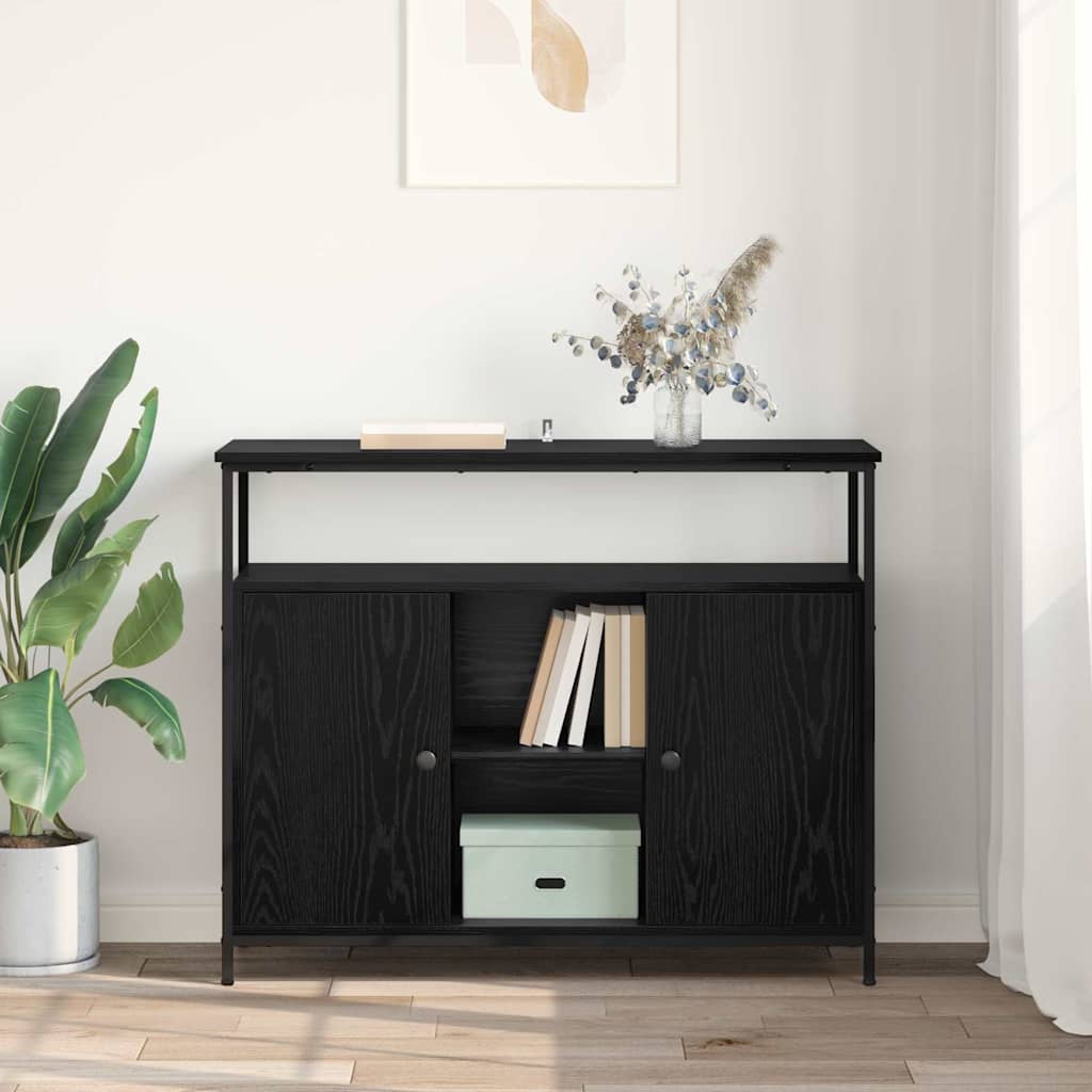 Credenza Rovere Nero 100 x 35 x 80 cm Legno multistrato 882814