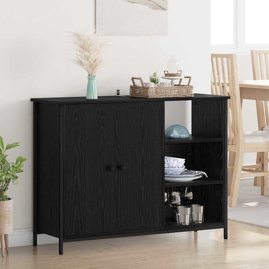 Credenza Rovere Nero 100 x 33 x 75 cm Legno multistrato 882827