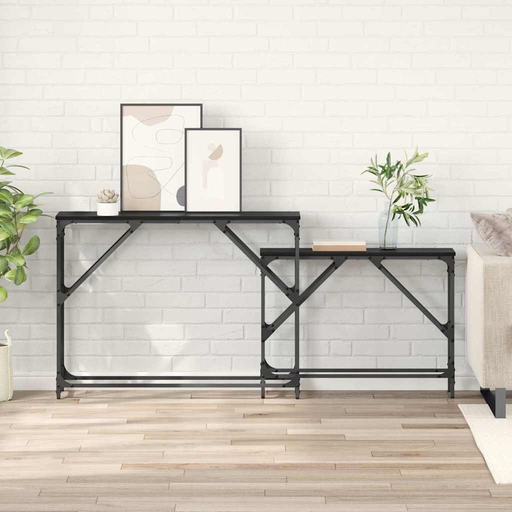 Tavolo consolle 2 pcs Rovere Nero 100 x 28 x 75 cm 882888