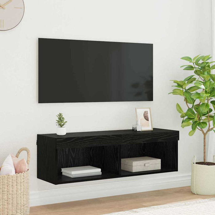 Mobile TV da parete Panama Rovere Nero 100 x 30 x 30 cm 882969