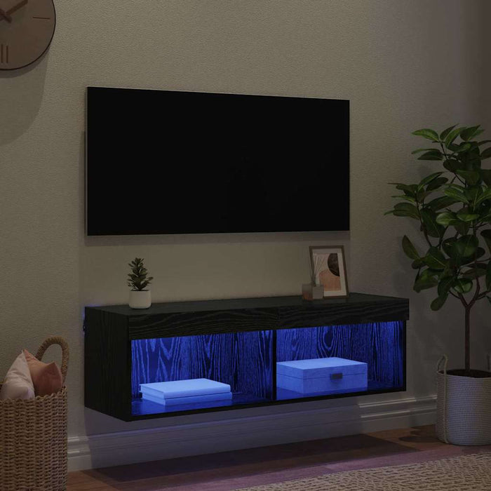 Mobile TV da parete Panama Rovere Nero 100 x 30 x 30 cm 882969