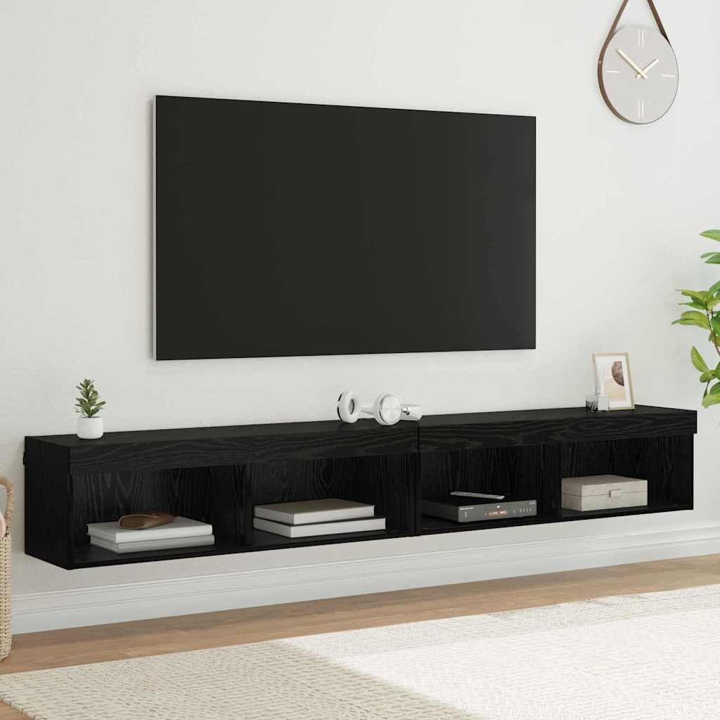 Mobiletti TV da Parete Panama 2 pcs Rovere Nero 882970