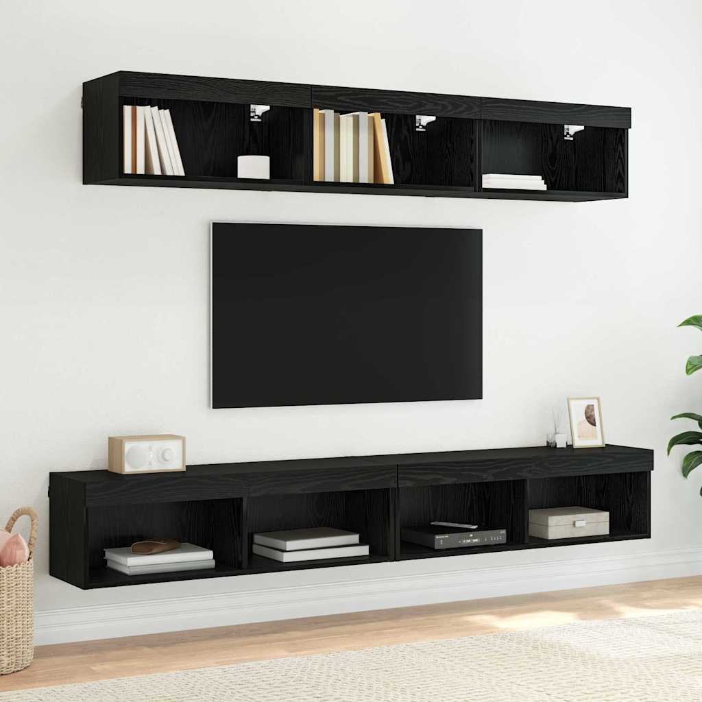 Mobiletti TV da Parete Panama 2 pcs Rovere Nero 882970