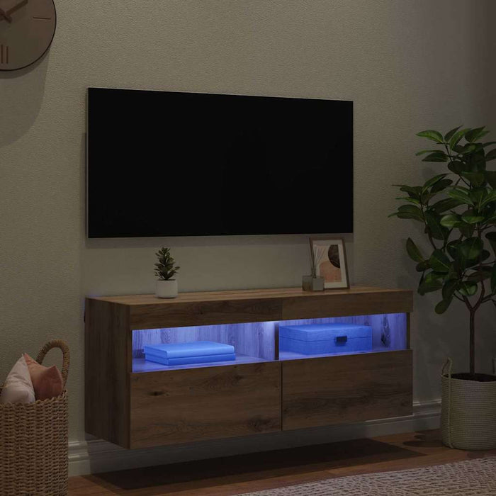 Mobile TV da parete-Mobile TV a Muro-Credenza TV Rovere artigianale 100 x 30 x 40 cm