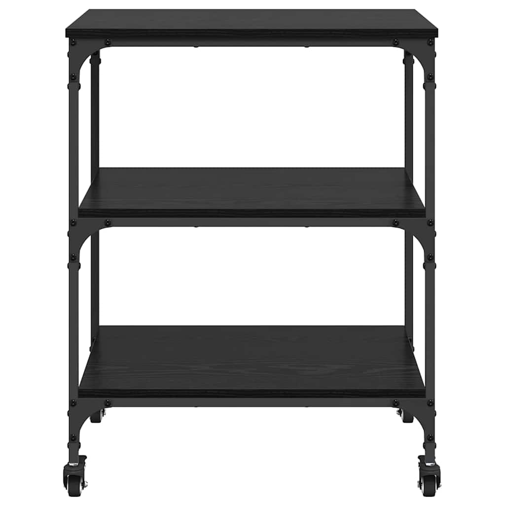 Carrello da Cucina-Scaffale per Cucina Rovere Nero 60 x 41 x 76 cm
