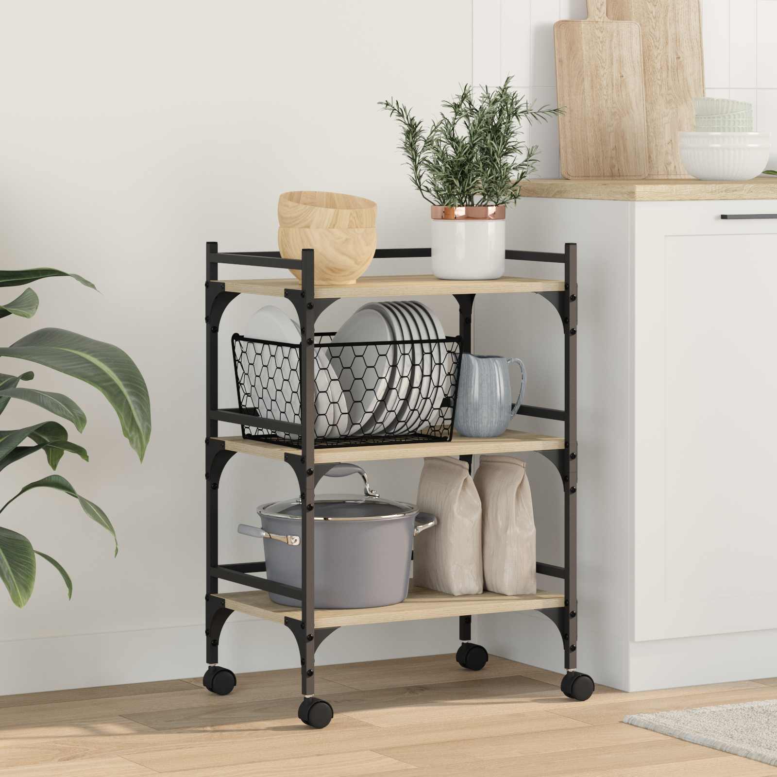 Carrello da Cucina Rovere Sonoma 50 x 35 x 75,5 cm 883012