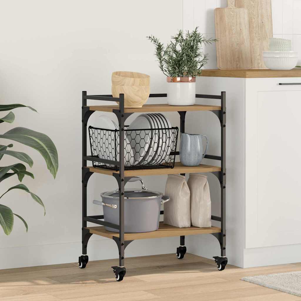 Carrello da Cucina-Scaffale per Cucina Rovere artigianale 50 x 35 x 75.5 cm