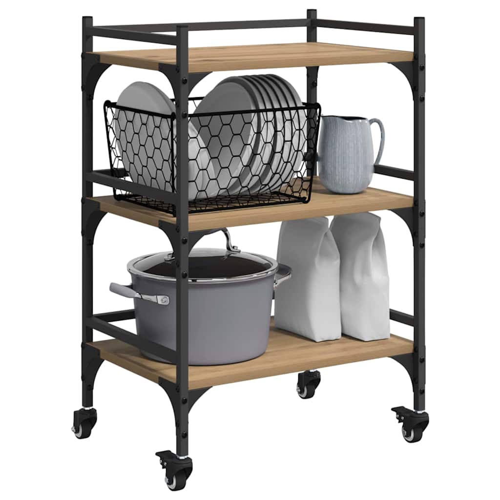 Carrello da Cucina-Scaffale per Cucina Rovere artigianale 50 x 35 x 75.5 cm