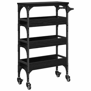 Carrello da Cucina-Scaffale per Cucina Rovere Nero 53 x 20 x 76 cm