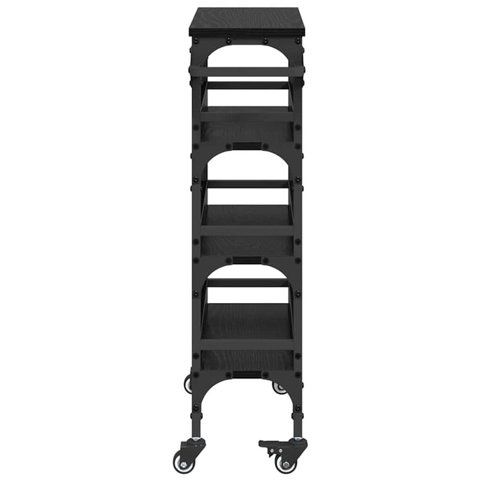 Carrello da Cucina-Scaffale per Cucina Rovere Nero 53 x 20 x 76 cm