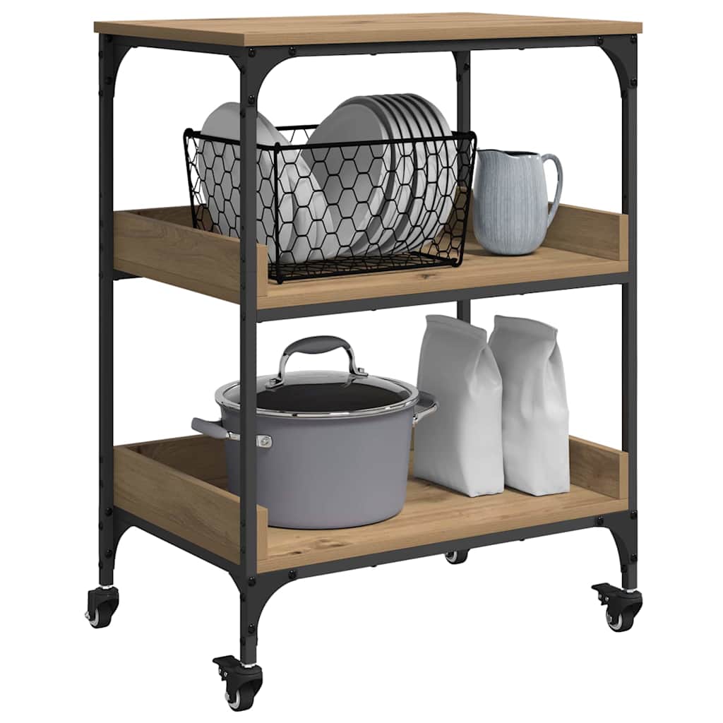 Carrello da Cucina-Scaffale per Cucina Rovere artigianale 60 x 41 x 80.5 cm