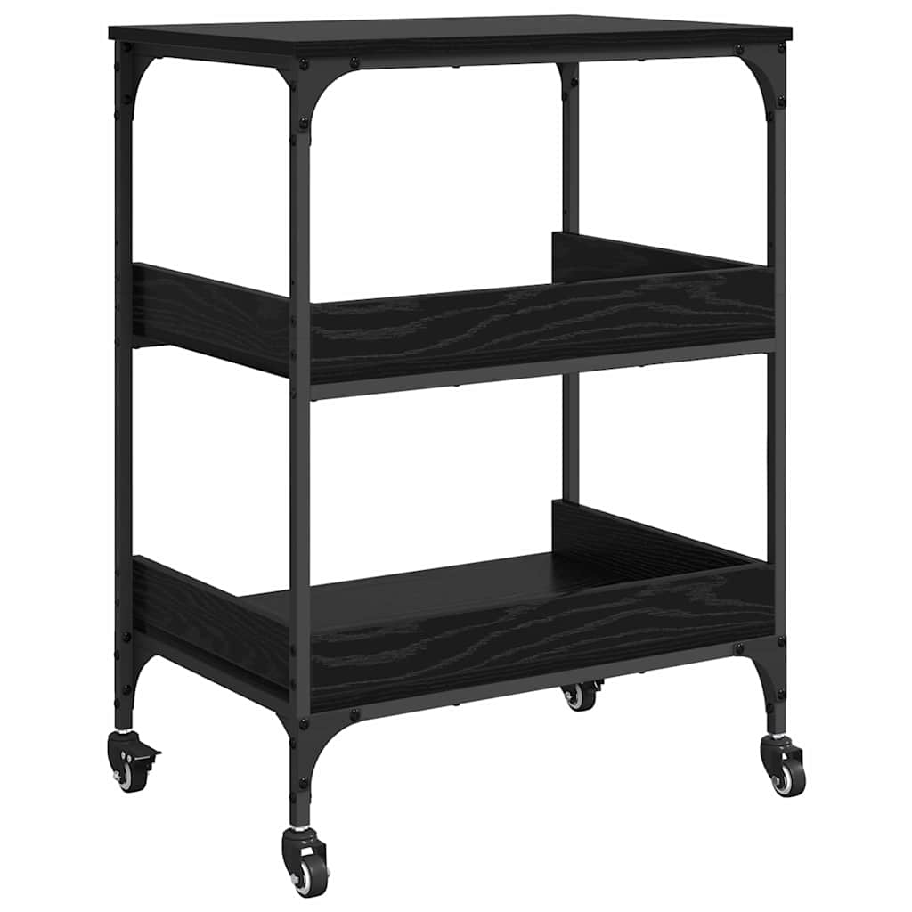 Carrello da Cucina-Scaffale per Cucina Rovere Nero 60 x 41 x 80.5 cm