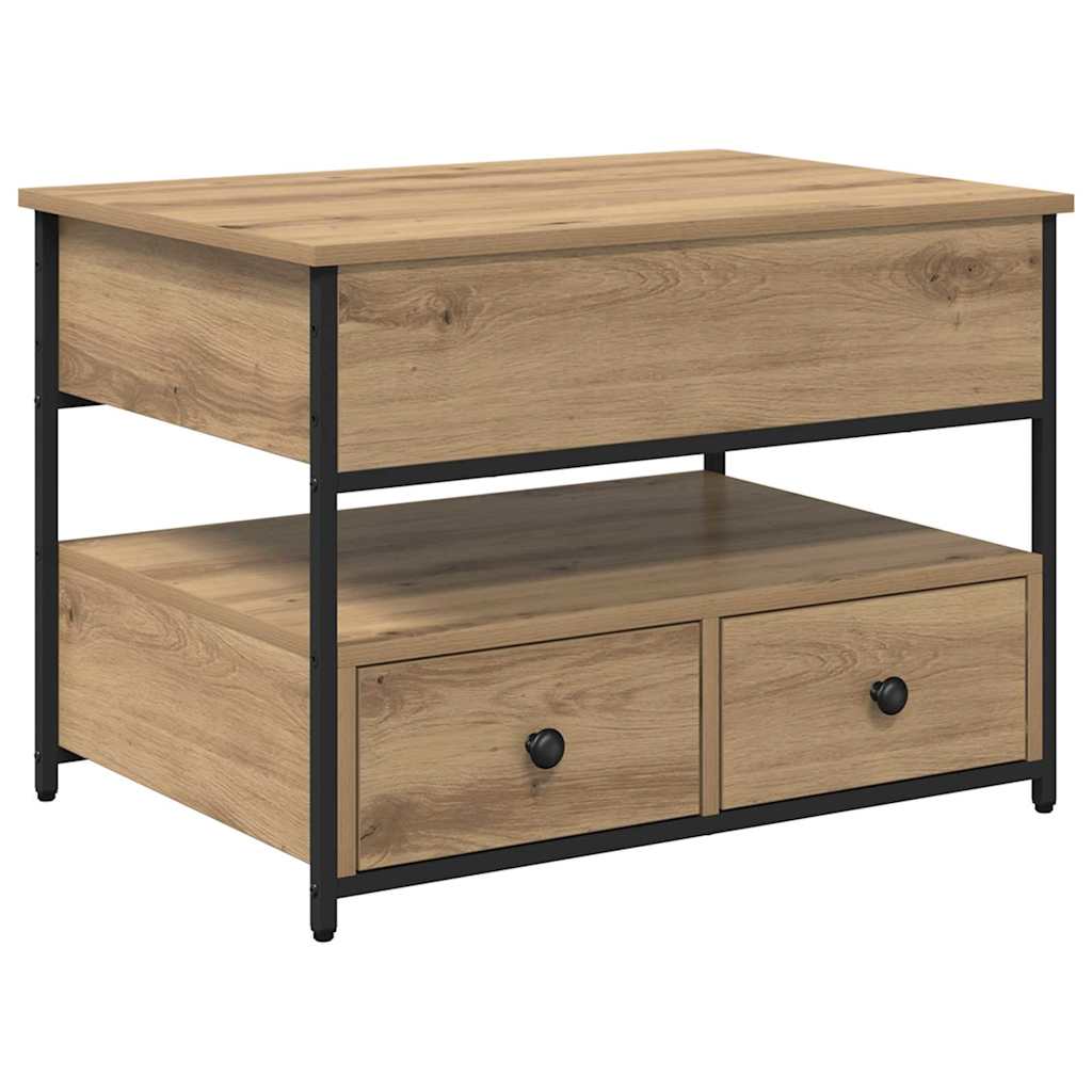 Tavolino da caffè con cassetto rovere artigianale 70x50x50cm 883049