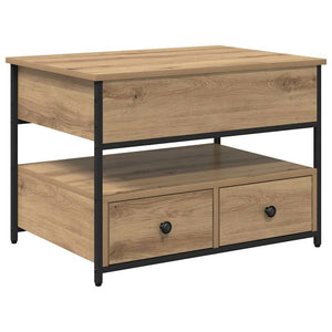 Tavolino da caffè con cassetto rovere artigianale 70x50x50cm 883049