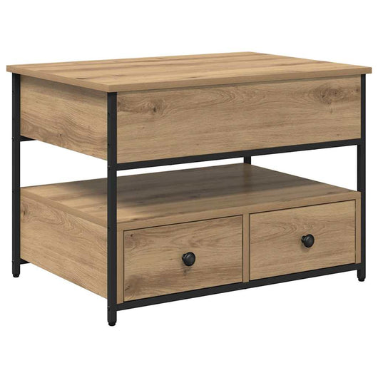 Tavolino da caffè con cassetto rovere artigianale 70x50x50cm 883049