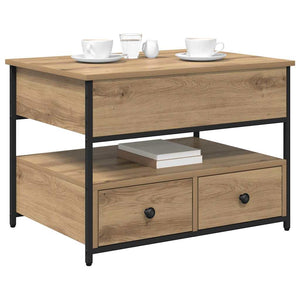 Tavolino da caffè con cassetto rovere artigianale 70x50x50cm 883049