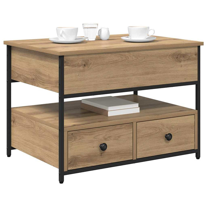 Tavolino da caffè con cassetto rovere artigianale 70x50x50cm 883049