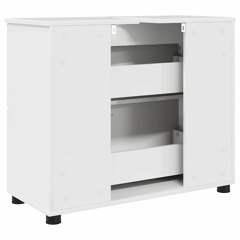Mobile da Bagno con cassetto Bianco lucido 76.5 x 35 x 64 cm 883298