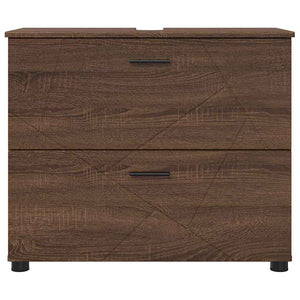 Mobile da Bagno con cassetto Rovere marrone 76.5 x 35 x 64 cm 883301