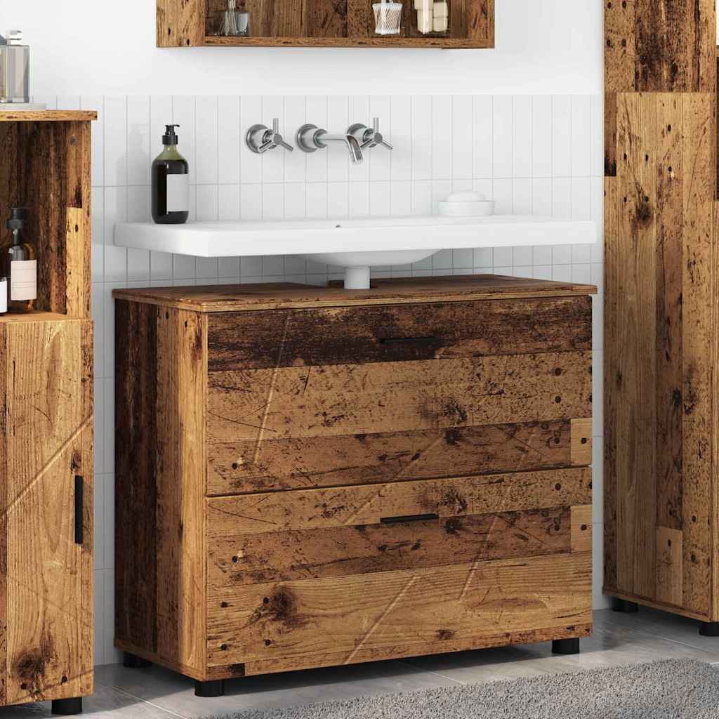 Mobile da Bagno con cassetto Legno vecchio 76.5 x 35 x 64 cm 883302