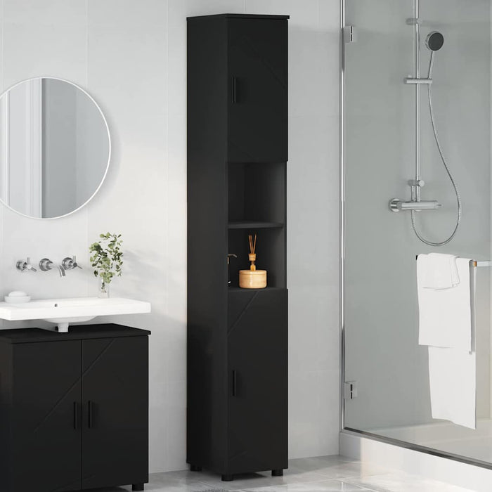 Mobiletto bagno alto Nero 30 x 35 x 192 cm Legno multistrato 883335