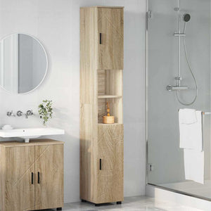 Mobiletto bagno alto con porta rovere sonoma 30 x 35 x 192 cm 883336