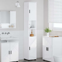 Mobiletto bagno alto con porta Bianco lucido 30 x 35 x 192 cm 883338