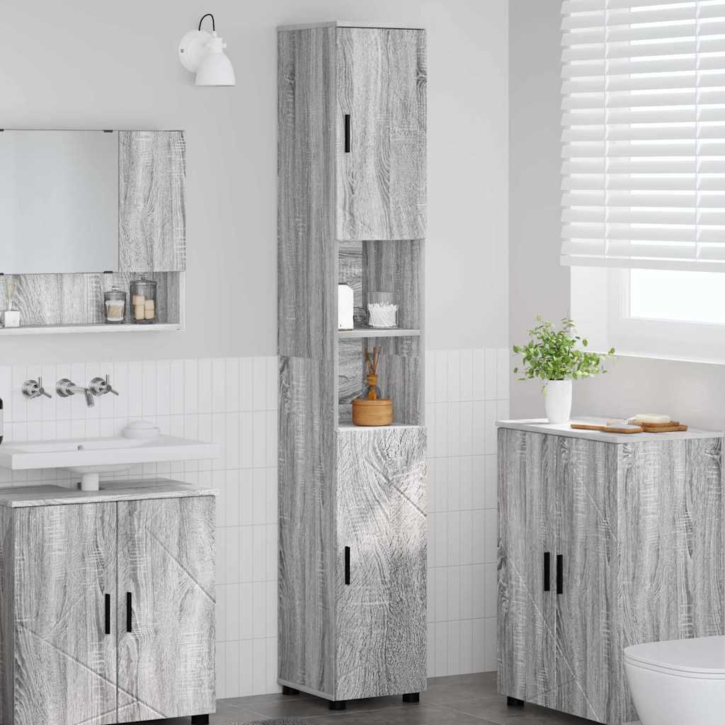 Mobiletto bagno alto con porta Grigio sonoma 30 x 35 x 192 cm 883340