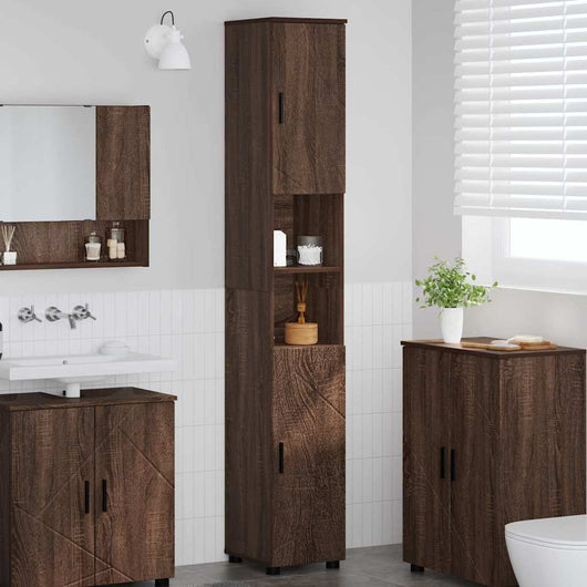 Mobiletto bagno alto con porta Rovere marrone 30 x 35 x 192 cm 883341