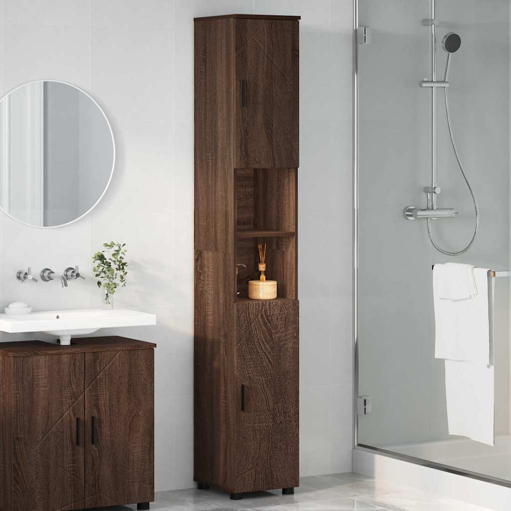 Mobiletto bagno alto con porta Rovere marrone 30 x 35 x 192 cm 883341