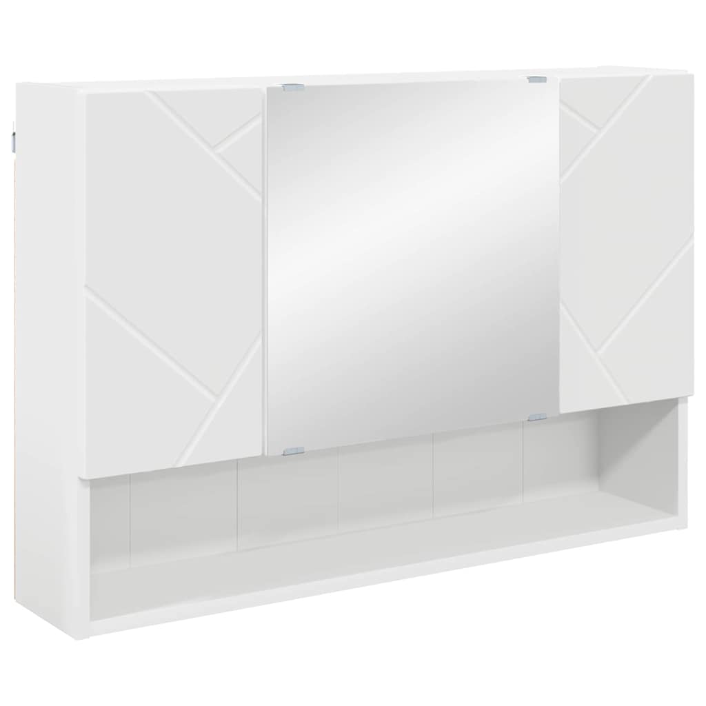 Mobiletto per specchio-Armadietto a Specchio da Bagno Bianco 80 x 17 x 55 cm Legno multistrato