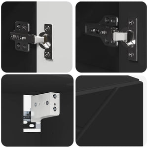 Mobiletto per specchio-Mensola con Specchio Nero 80 x 17 x 55 cm Legno multistrato