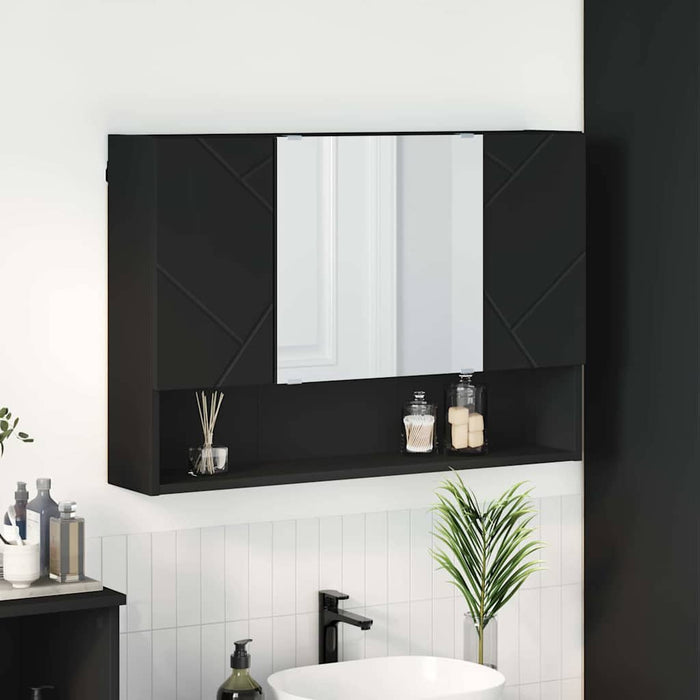 Mobiletto per specchio da bagno con porta Nero 80 x 17 x 55 cm 883355