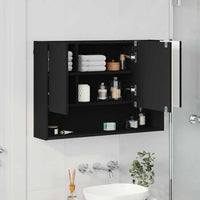 Mobiletto per specchio da bagno con porta Nero 80 x 17 x 55 cm 883355
