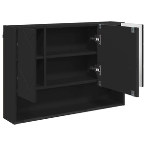 Mobiletto per specchio-Mensola con Specchio Nero 80 x 17 x 55 cm Legno multistrato