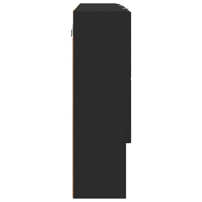 Mobiletto per specchio da bagno con porta Nero 80 x 17 x 55 cm 883355