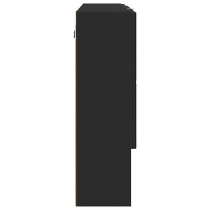 Mobiletto per specchio-Mensola con Specchio Nero 80 x 17 x 55 cm Legno multistrato