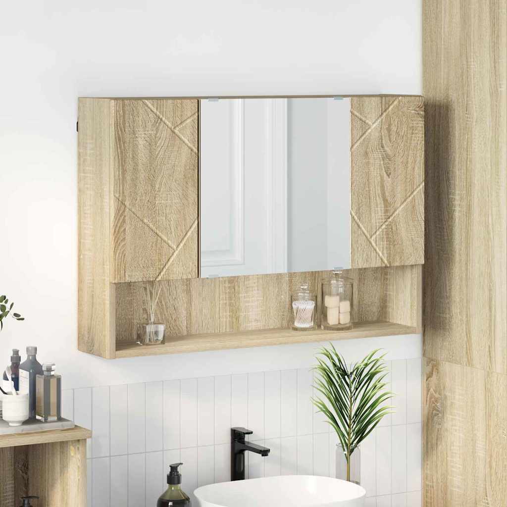 Mobiletto per specchio da bagno rovere sonoma 80 x 17 x 55 cm 883356