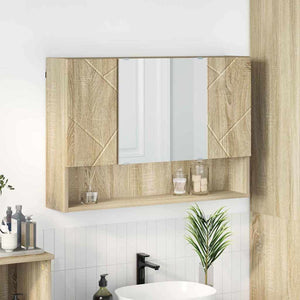 Mobiletto per specchio da bagno rovere sonoma 80 x 17 x 55 cm 883356