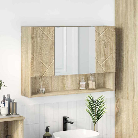 Mobiletto per specchio da bagno rovere sonoma 80 x 17 x 55 cm 883356