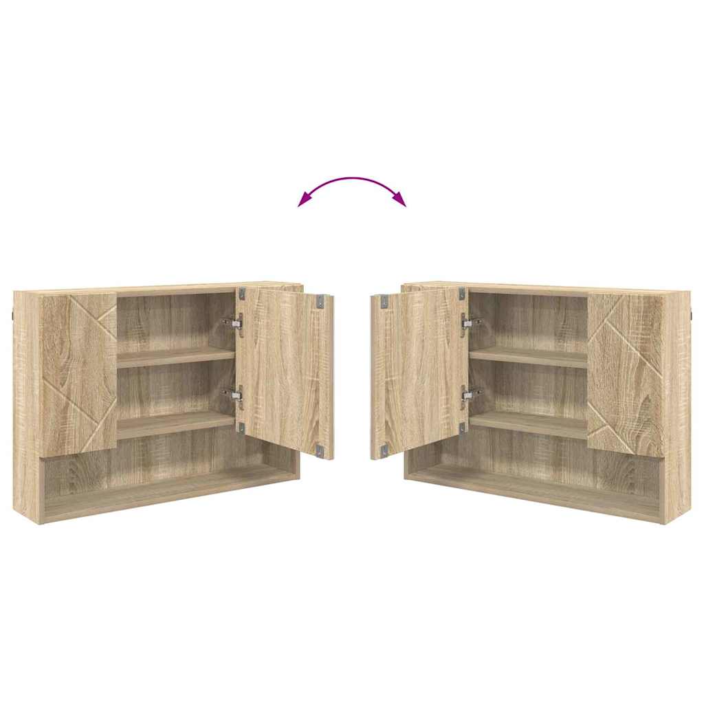 Mobiletto per specchio da bagno rovere sonoma 80 x 17 x 55 cm 883356