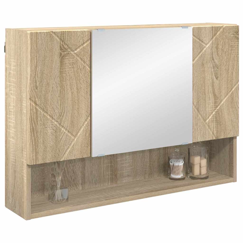Mobiletto per specchio con porta-Armadietto a Specchio da Bagno Rovere Sonoma 80 x 17 x 55 cm