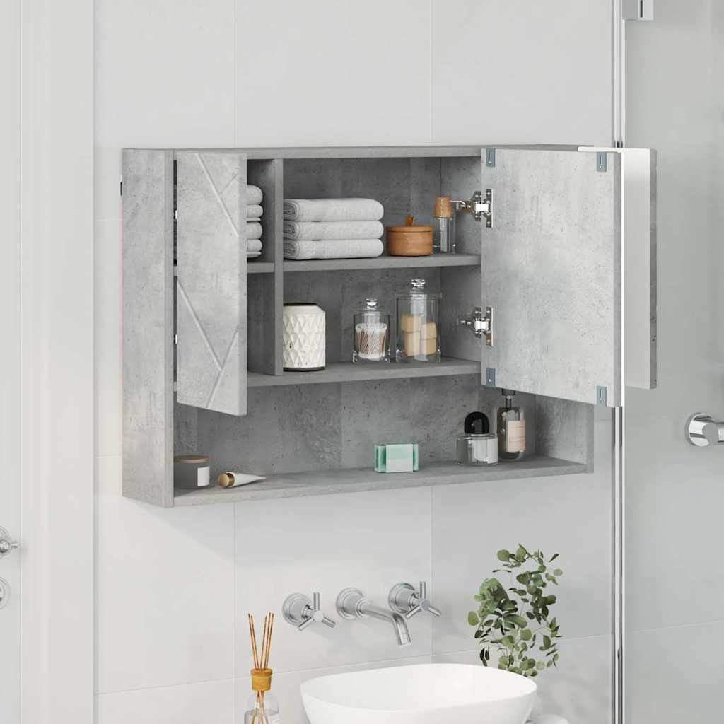 Mobiletto per specchio da bagno Grigio cemento 80 x 17 x 55 cm 883357