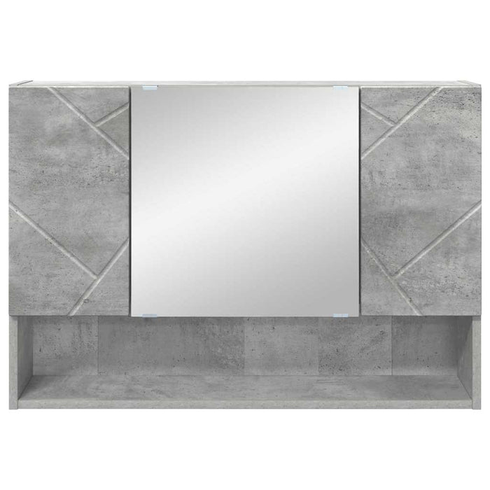 Mobiletto per specchio con porta-Armadietto a Specchio da Bagno Grigio cemento 80 x 17 x 55 cm