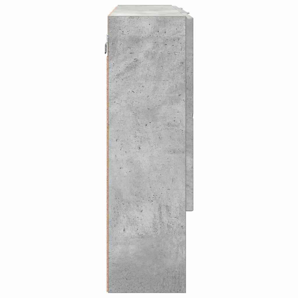 Mobiletto per specchio con porta-Armadietto a Specchio da Bagno Grigio cemento 80 x 17 x 55 cm