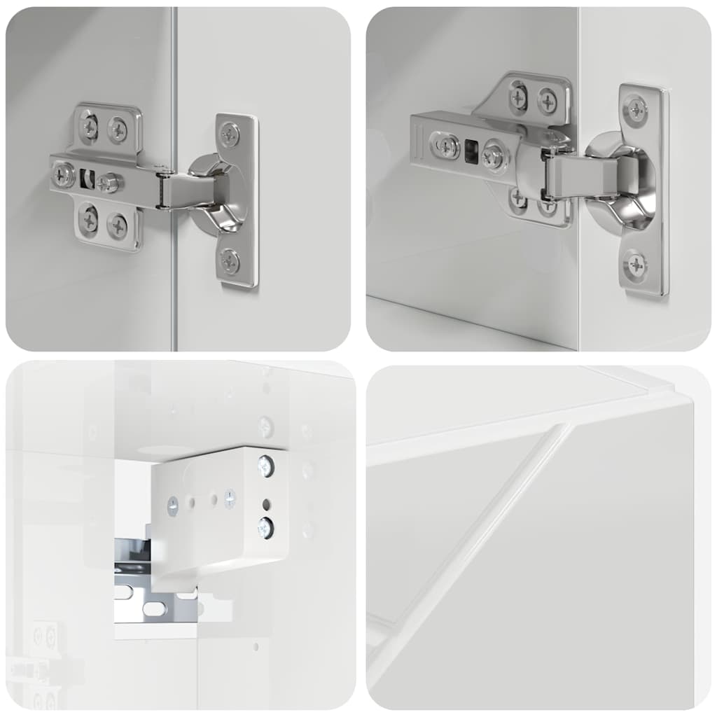 Mobiletto per specchio con porta-Armadietto a Specchio da Bagno Bianco Lucido 80 x 17 x 55 cm