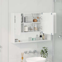 Mobiletto per specchio da bagno Bianco lucido 80 x 17 x 55 cm 883358