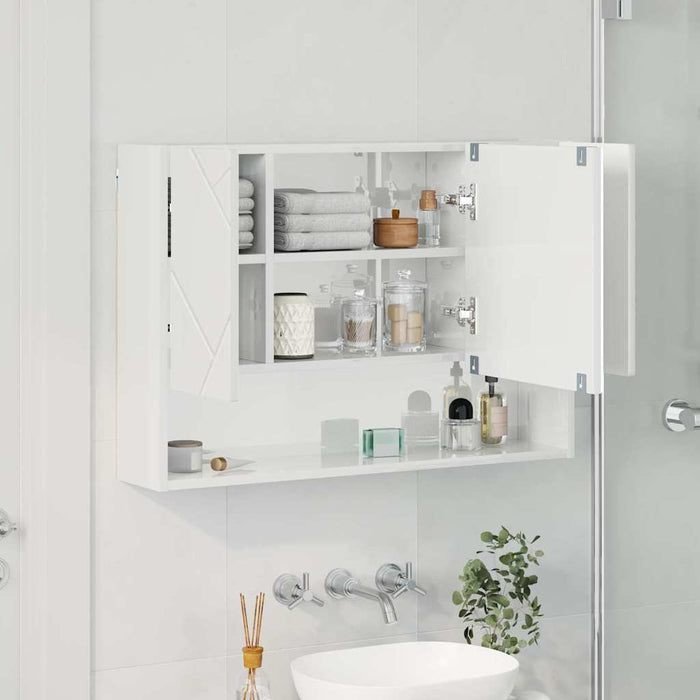 Mobiletto per specchio da bagno Bianco lucido 80 x 17 x 55 cm 883358
