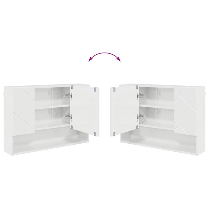 Mobiletto per specchio da bagno Bianco lucido 80 x 17 x 55 cm 883358