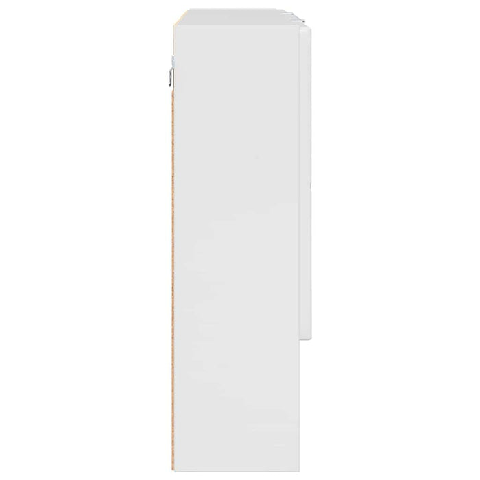 Mobiletto per specchio con porta-Armadietto a Specchio da Bagno Bianco Lucido 80 x 17 x 55 cm